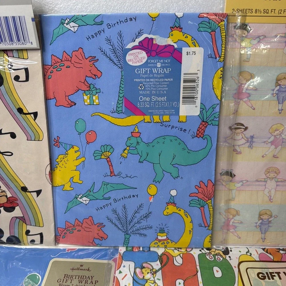 Lot Of Vintage Wrapping Paper Sheets Multiple Occasions 70s 80s Mickey/Clowns